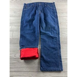 WearGuard Mens Blue Flannel Lined Work Jeans Made in USA Dark Wash 38x27